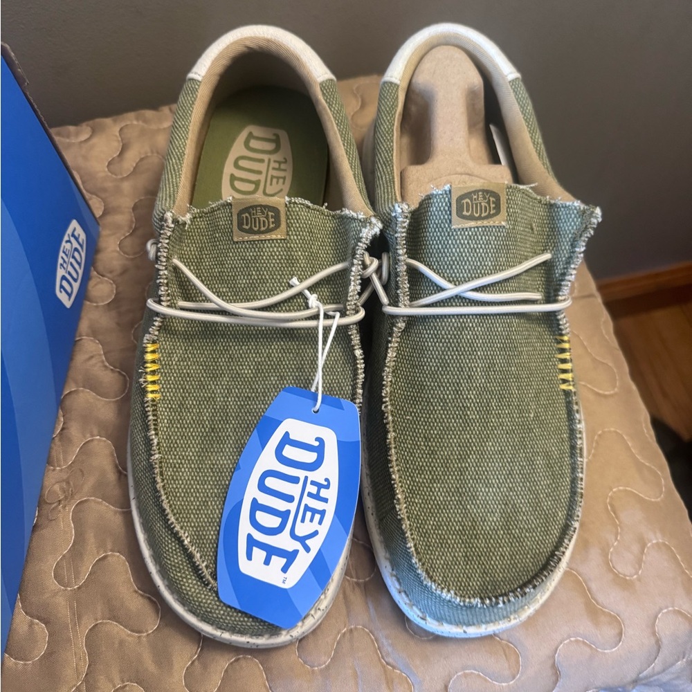 Hey Dude Olive Green Casual Canvas Slip-On Loafers